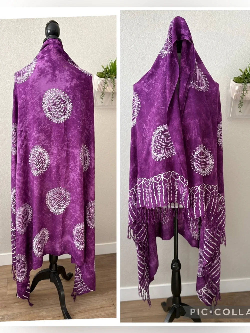 Purple Mandala Fringe Scarf Shawl Sarong Beach Cover Up Boho Wrap